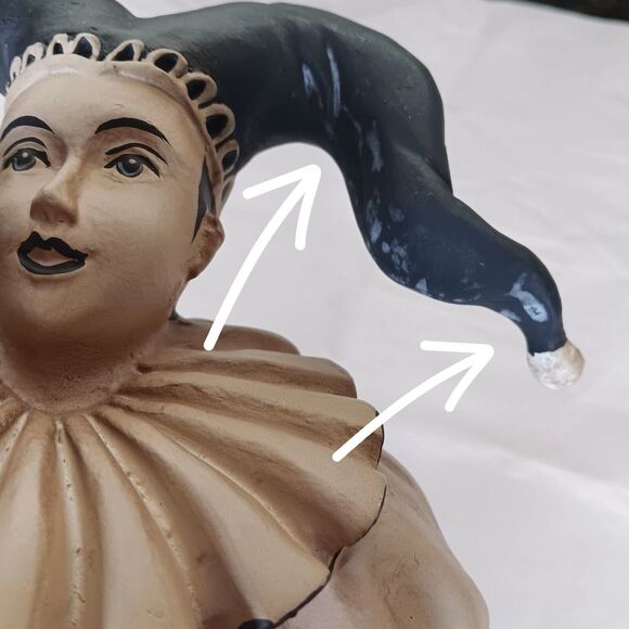 Vintage Joker Court Jester Figurine Composite Wood Statue Philippines 16"H - Picture 10 of 16